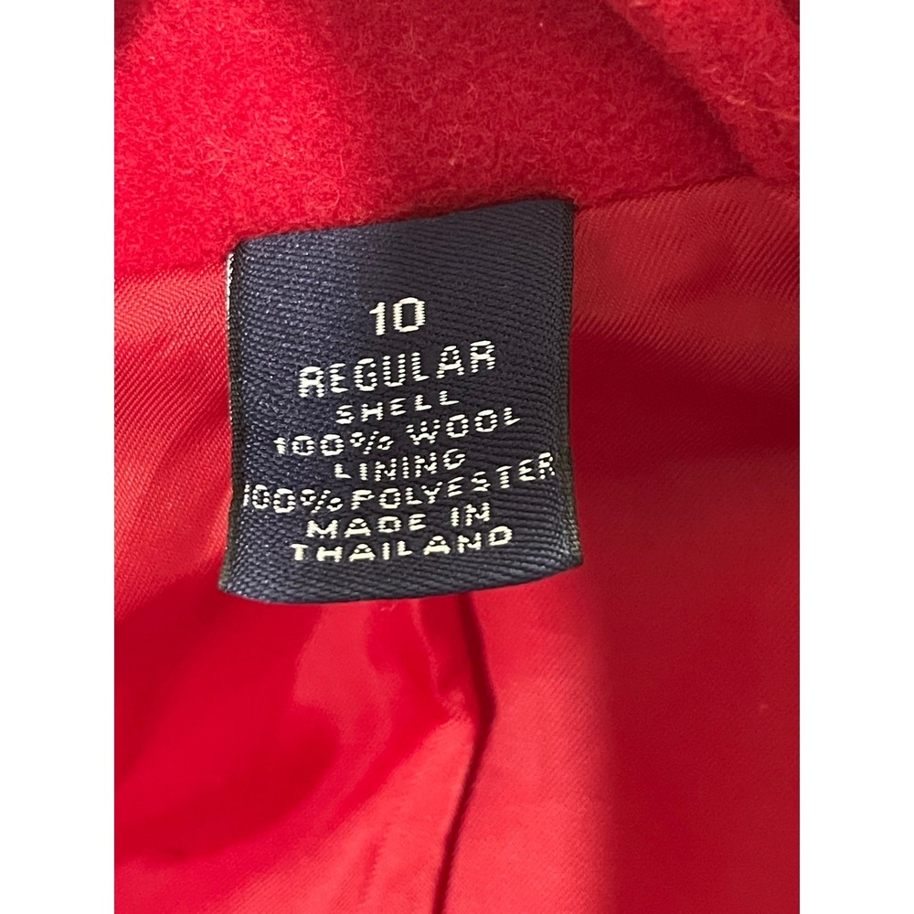 Lands End Womens Red 100% Wool Pea Coat Sz 10 Regular Button Front Long Length - Picture 5 of 6